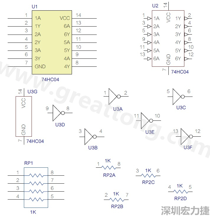 圖1 半導(dǎo)體元件供應(yīng)商所畫的電路圖符號是模擬元件的接腳圖，而非訊號流程。
